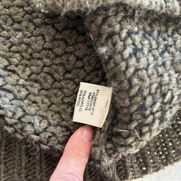 Lovestitch Cardigan Wool Blend Long Chunky Knit Open Sweater Green Cozy - Picture 6 of 6